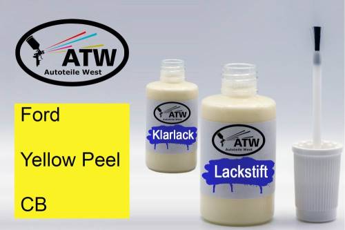 Ford, Yellow Peel, CB: 20ml Lackstift + 20ml Klarlack - Set, von ATW Autoteile West.